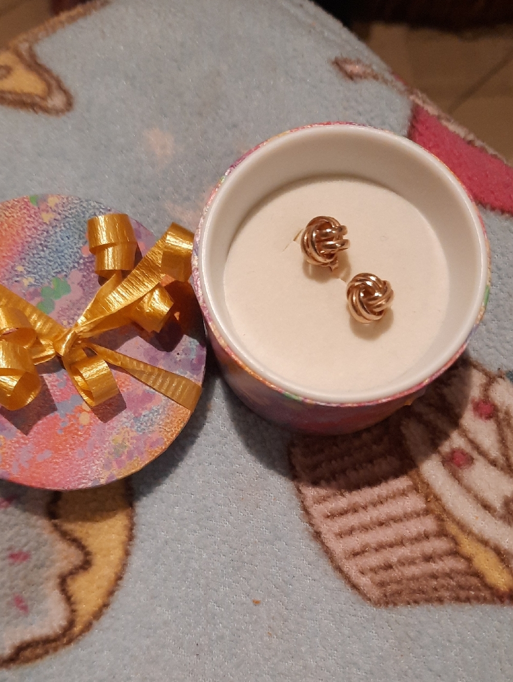 NIB GENUINE 14K YELLOW GOLD OVER SOLID STERLING SILVER LOVE KNOT EARRINGS 🎁 BOX